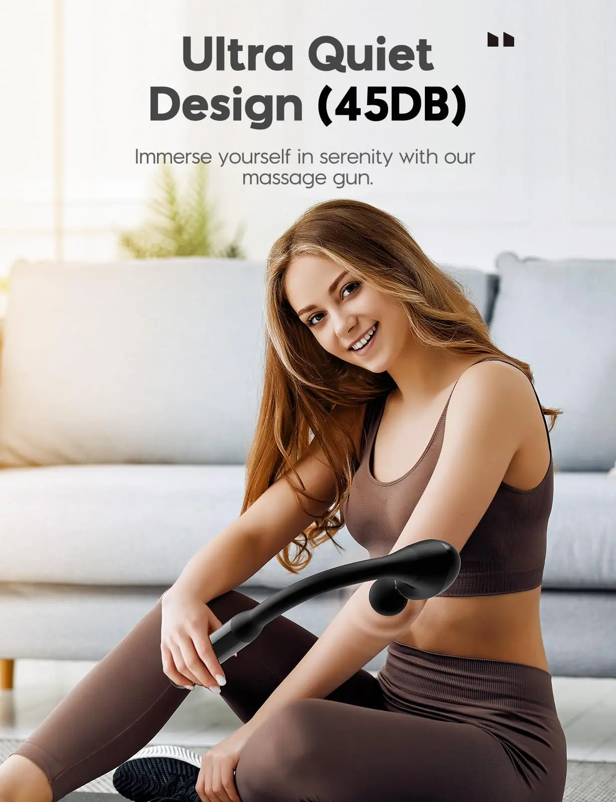 Фасциальный массажный пистолет с изогнутой длинной ручкой высокочастотный