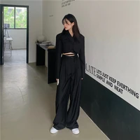 yyds summer two piece sets korean fashion blazer suits women crop coat and pant suits long sleeve ensemble 2 pieces outfit
