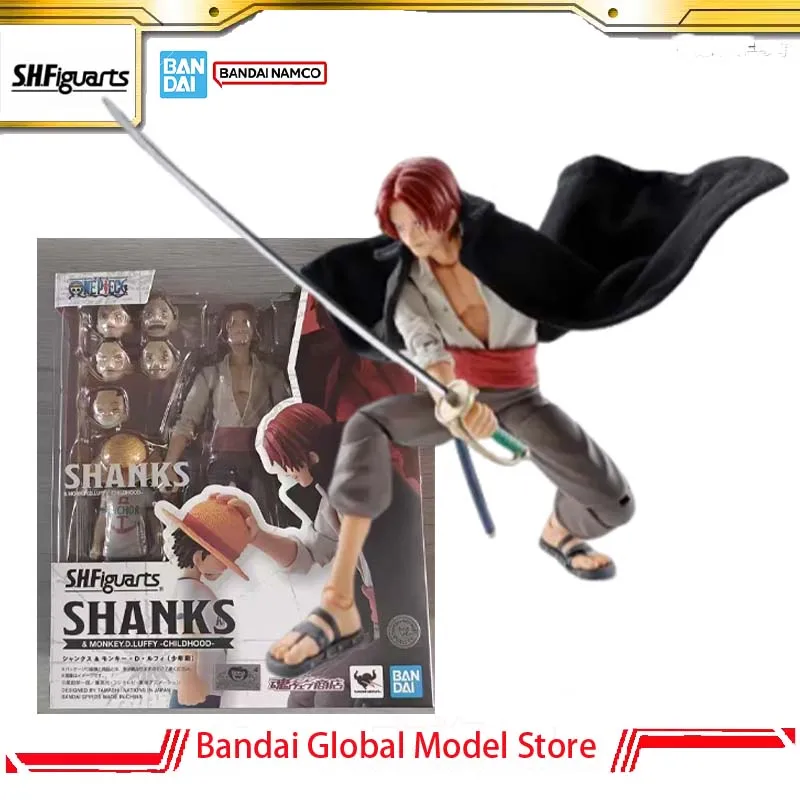 Фото Оригинальная коллекционная фигурка Bandai S.H.Figuarts Шанкс и Луффи в детстве из аниме One Piece, готовая модель, игрушка, рождественский подарок №1