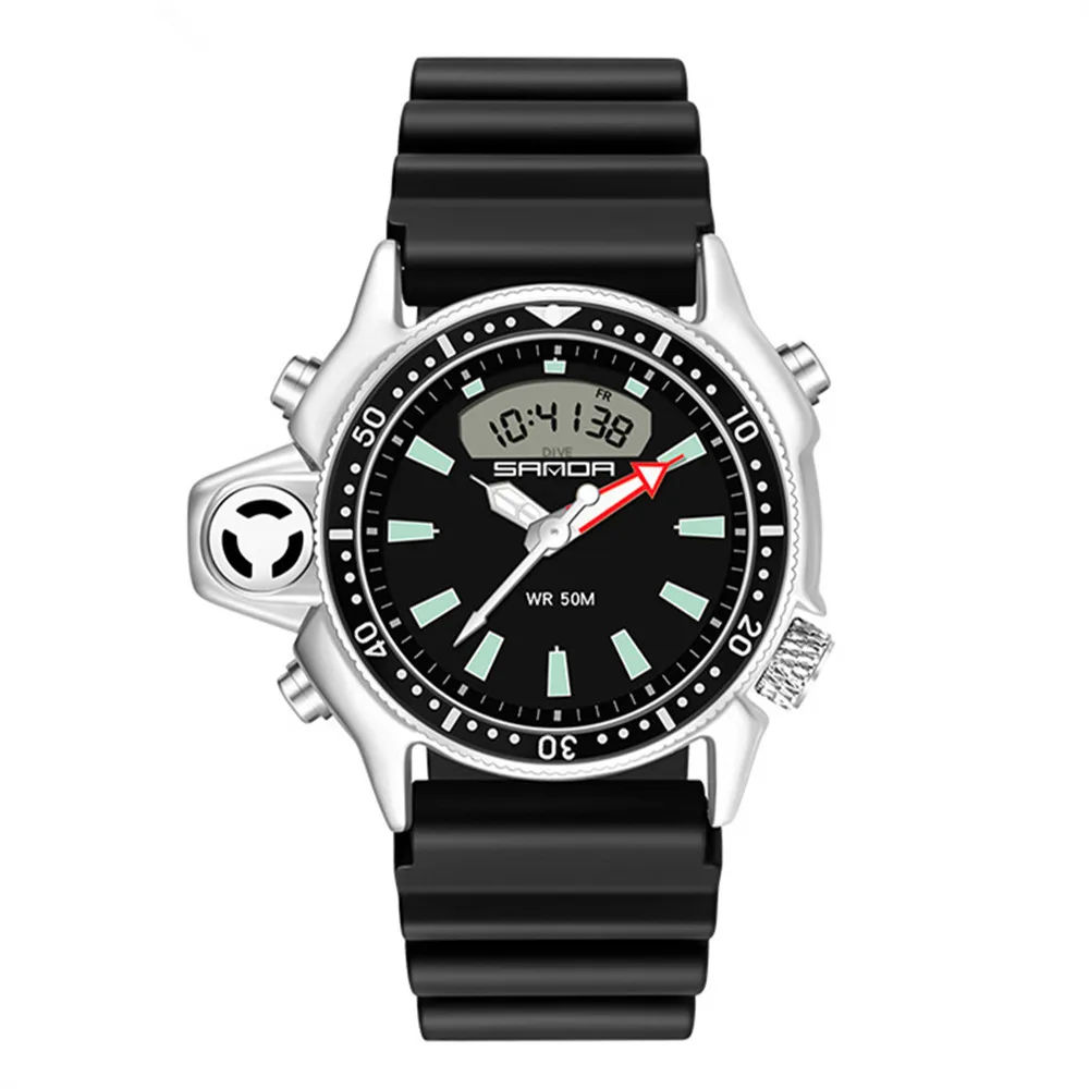 

New Fashion Brand European and American Large Dial Watch Sports Multi-Function Outdoor Waterproof Watch Male and Female Student