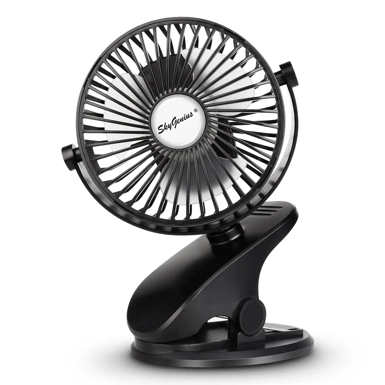 Rechargeable Mini Fan Battery Operated Clip on Desk Fan Baby Stroller Fan, Black