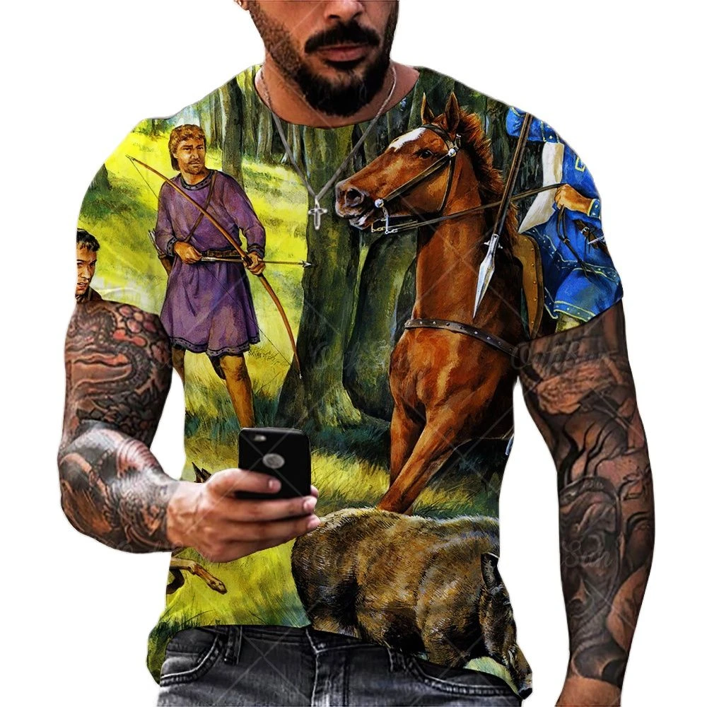 

2022 Men's Shepherd Horse T-shirt Harajuku fashion dabbling in 3D oversized casual short loose T-shirt