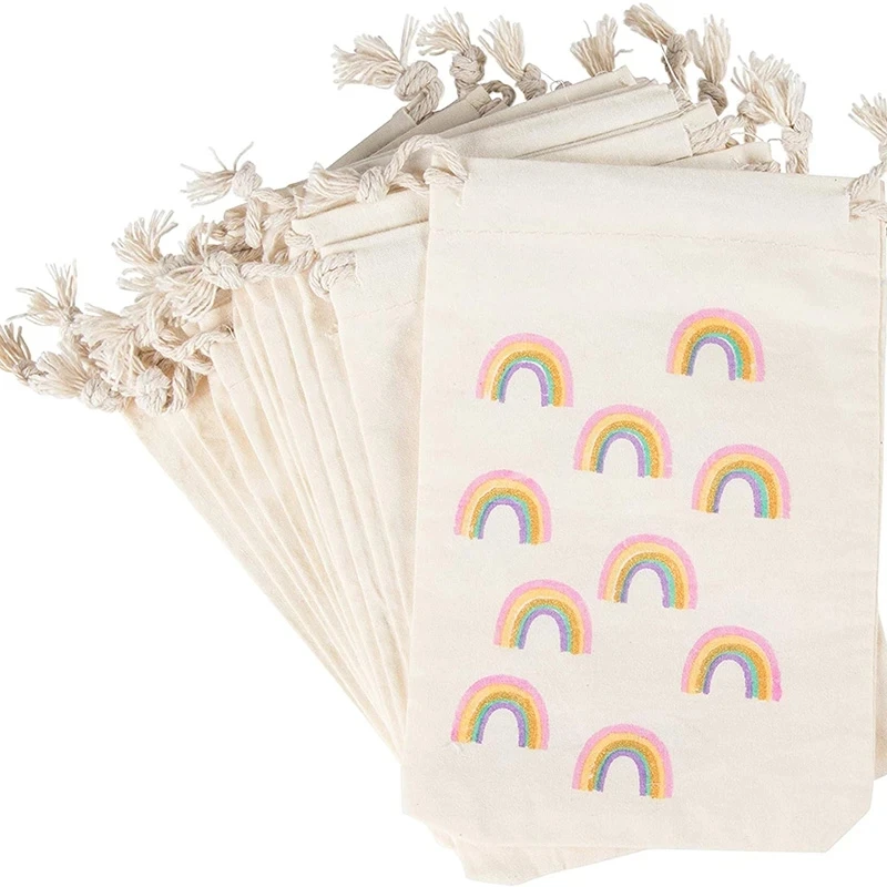 

20 Drawstring candy gift bag Rainbow farm Unicorn theme first 1st Birthday baby shower Party rustic country wedding decoration