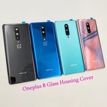 For Oneplus8 Glass Back Rear Panel Door Housing Cover Replacement Battery Case Repair Parts For One Plus 8 With Camera Lens+Logo