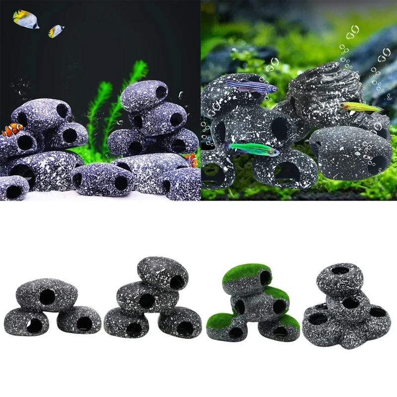 

Fish for Tank Rock Decorations Resin Aquarium Cave Ornament Aquatic Pets Stone Shelter for Betta Hiding Spawning 5 Types