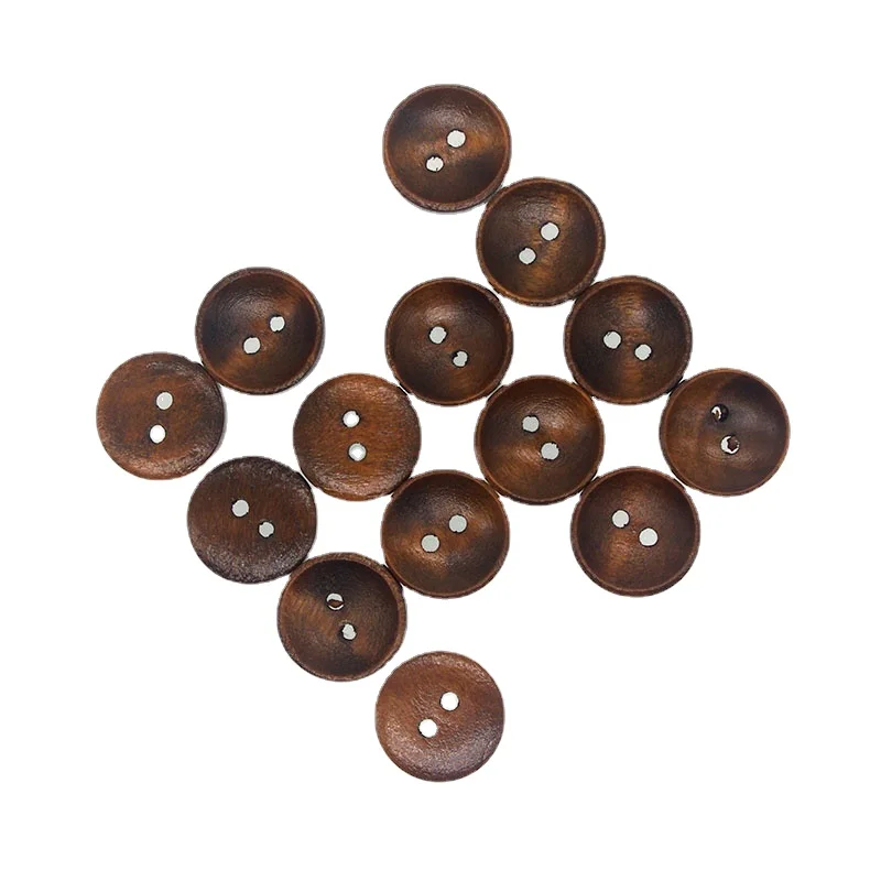 

50PCs Wholesale Nutural Wooden Buttons Round Coffee Bowl Style Scrapbooking Sewing Accessories DIY Craft 2 Holes 15mm Dia.
