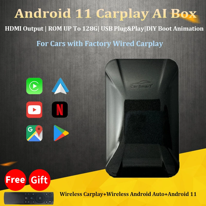 Новые беспроводные автомобильные мультимедийные часы CarPlay Ai Android Auto 4 + 64 Box 11 Youtube