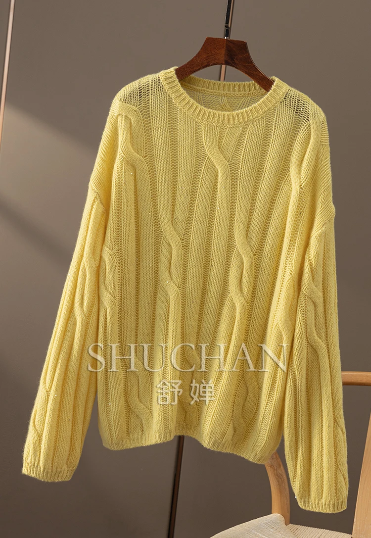 Мягкий кашемировый свитер с круглым вырезом женский Женский Топ длинным рукавом