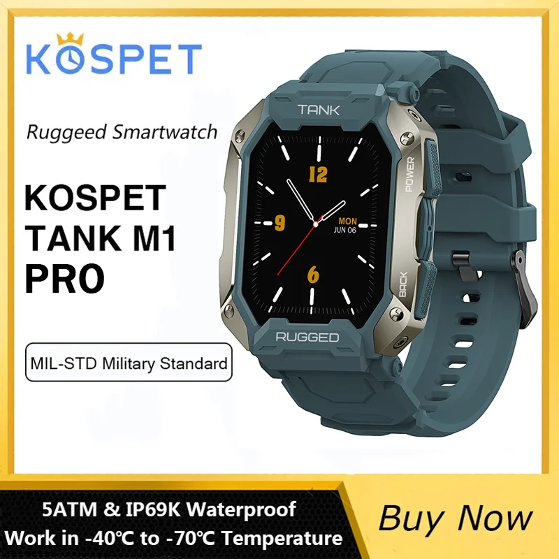 

Смарт-часы Kospet Tank M1 Pro прочные водонепроницаемые IP69K с поддержкой Bluetooth