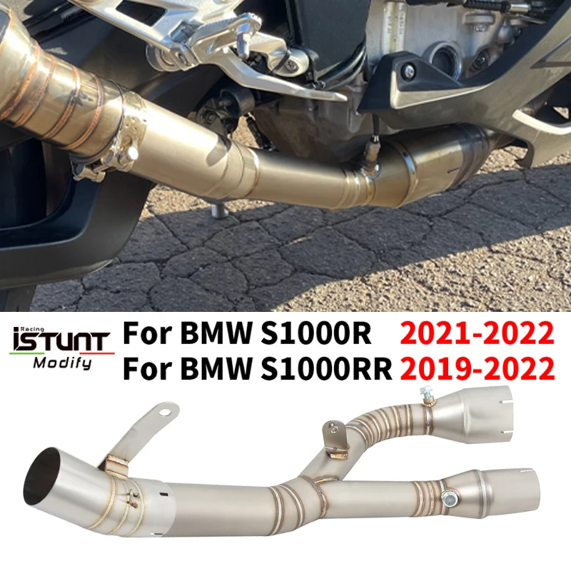 

For BMW S1000RR S1000R S1000 R 2019 2020 2021 2022 Motorcycle Exhaust Modify System Escape Catalyst Delete Mid Link Pipe 60MM