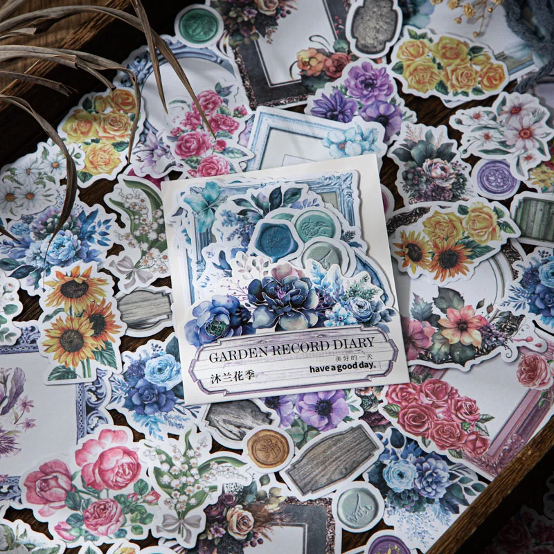 50pcs/1lot Kawaii Scrapbook Sticker Vintage Garden Records   Scrapbooking Supplies Planner Decorative Craft Stationery Sticker