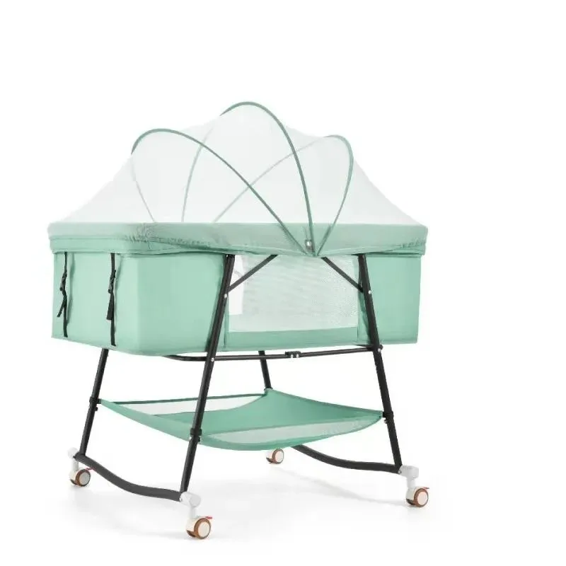 Crib Newborn Baby Bed Bassinet Cradle Rocking Bed Height Adjustable Bedside Travel Crib Portable Multifunctional Mobile Crib