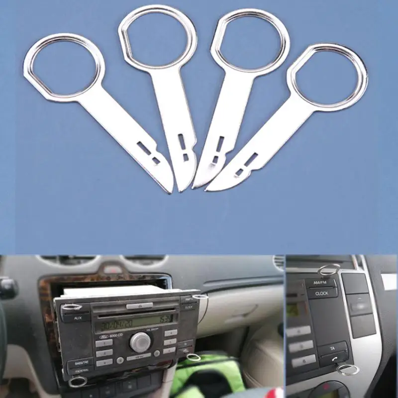 

4Pcs Radio Stereo Release Removal Install Tool Key Installation Useful Practical For Ford Focus Mondeo Porsche Car Accessories