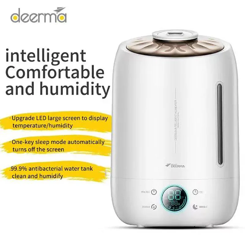 

Deerma F600 Air Humidifier Ultrasonic Fog 5l Quiet Aroma Mist Maker Led Touch Screen Timing Function Home Water Diffuser