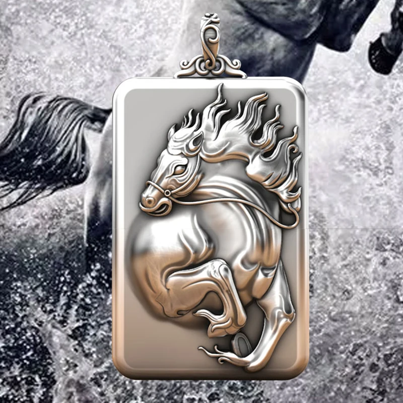 

XiYuan Silver Color Zodiac Horse Solid Pendant Necklace Brand Natal Year Mascot Instant Rich Gift Necklace