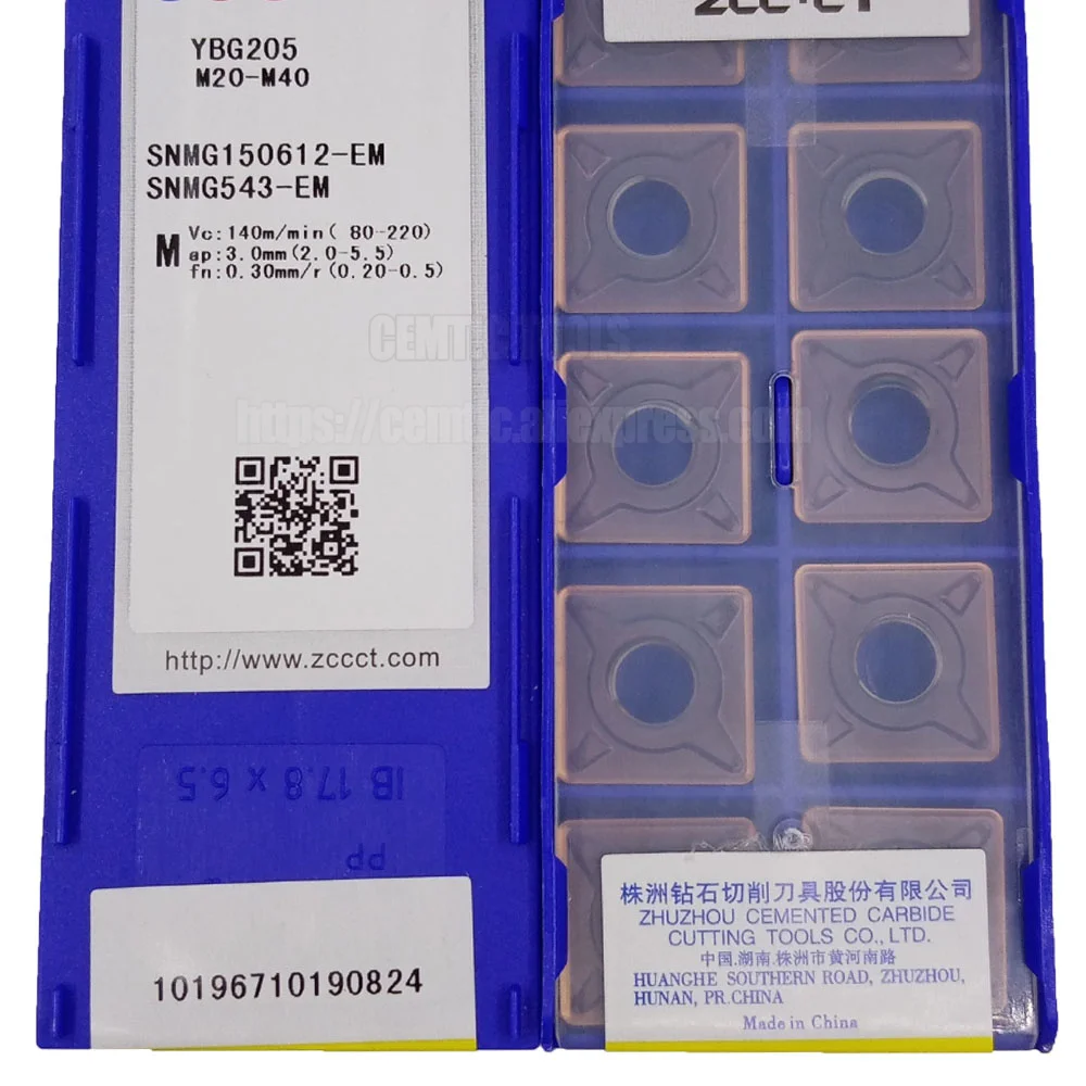 

ZCC, 10 шт./лот, YBG202 SNMG150612-EM YBG205, карбидные Токарные пластины с ЧПУ, режущие лезвия, инструменты
