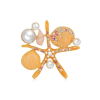 starfish brooch pins jewelry rhinestone pearl broche for women party elegant shell brooches lady brooch pins