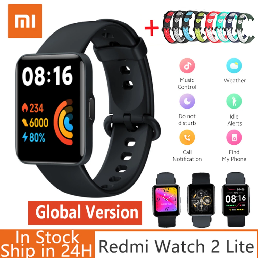 

Xiaomi Mi Redmi Watch 2 Lite Smart Watch ,Bluetooth Sports Bracelet, 1.6 Inch, HD, GPS, Blood Oxygen,Heart Rate Test New 2022