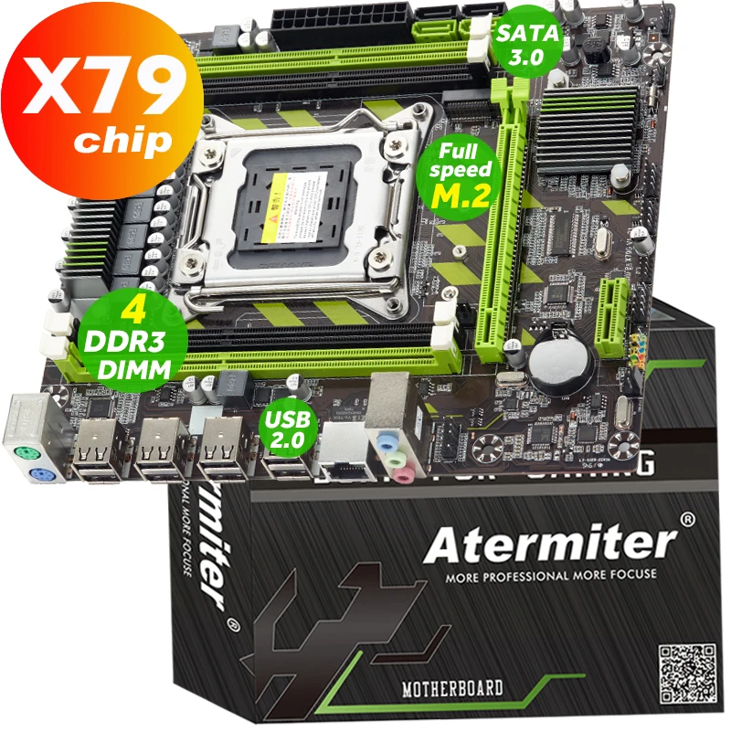 Atermiter X79G X79 Материнская плата LGA 2011 USB2.0 SATA3 Поддержка REG ECC Память и процессор Xeon E5 4 DDR3 PCI-E NVME M.2 на.