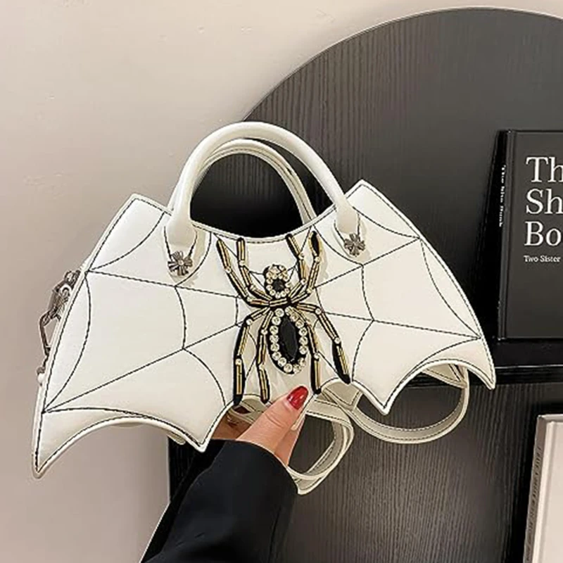 

Spider Embroidery Thread Women's Shoulder Bag Luxury Handbag PU Leather Crossbody Bag Designer Bat Bag
