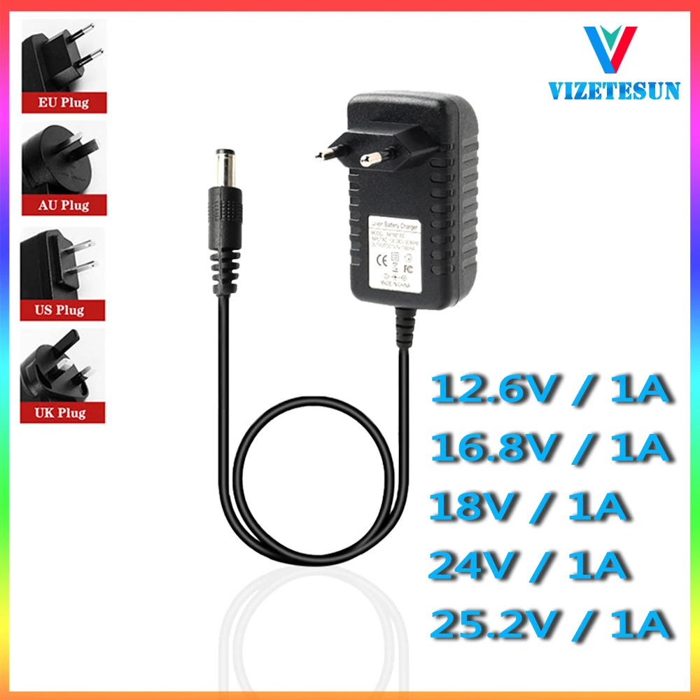 

Силовой шнур Fascia Gun 12,6 в 1A 16,8 в 1A 21 в 1A 29,4 в 1A 25,2 в 1A, зарядное устройство для литиевых батарей DC 5,5*2,1 мм