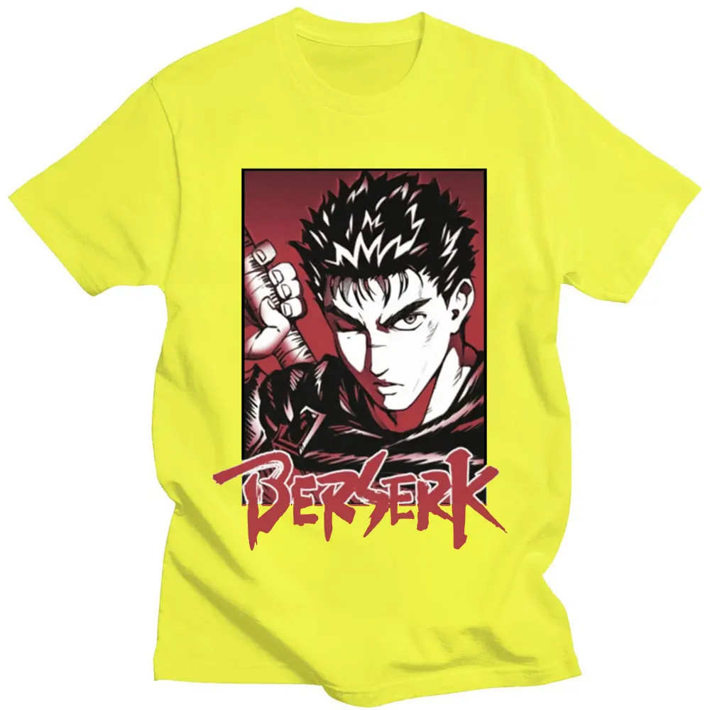 

90s Anime Berserk Guts T Shirt Man Soft Cotton T-shirts Manga Swordsman Beast Griffith Tees Short Sleeve Gatsu Vintage T-shirt