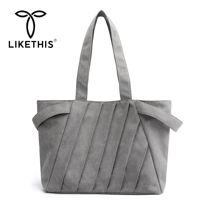 

LIKETHIS Large Capacity Casual Tote Bag for Women Fashion Canvas Travel Shoulder Bags High Quality Handbag 2022 Sac Femme Luxe