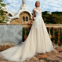 tulle wedding dress for women a line sheer o neck cap sleeve lace appliques formal bridal gowns vestidos de novia robe de mari%c3%a9e