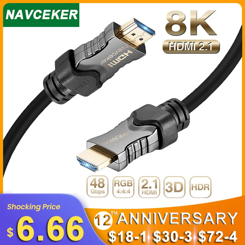 

2022 8K HDMI Cable HDMI 2.1 Wire for Xiaomi Xbox Serries X PS5 PS4 Chromebook Laptops 120Hz HDMI Splitter Digital Cable Cord 4K