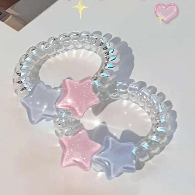 

Shiny Star Telephone Line Hair Band Hair Ties Transparent High Elastic Headband High Ponytail Styling Hair Accessories for Women