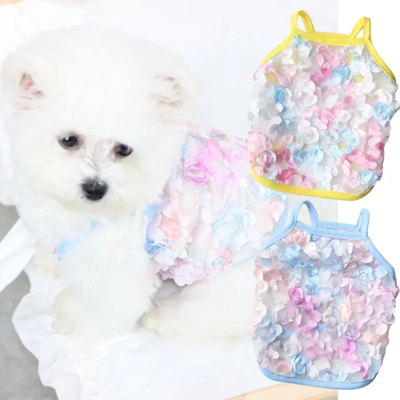 

Summer Sleeveless Pet Vest Colorful Petal Suspenders Vest Pet Clothing Cute Sweet Leisure Vest For Small Dogs Cats Pet Costume