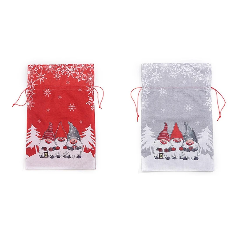 

Рождественское украшение, льняной Подарочный пакет с принтом Forester, сумка для упаковки подарков на шнурке, Детская Праздничная сумка для кон...