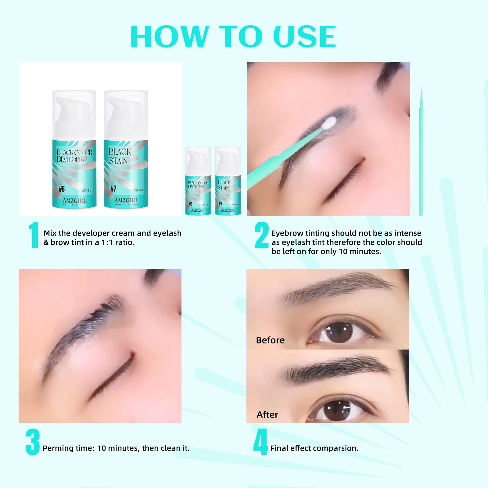 Набор для подтяжки и оттенка ресниц Amzgirl профессиональный набор краска