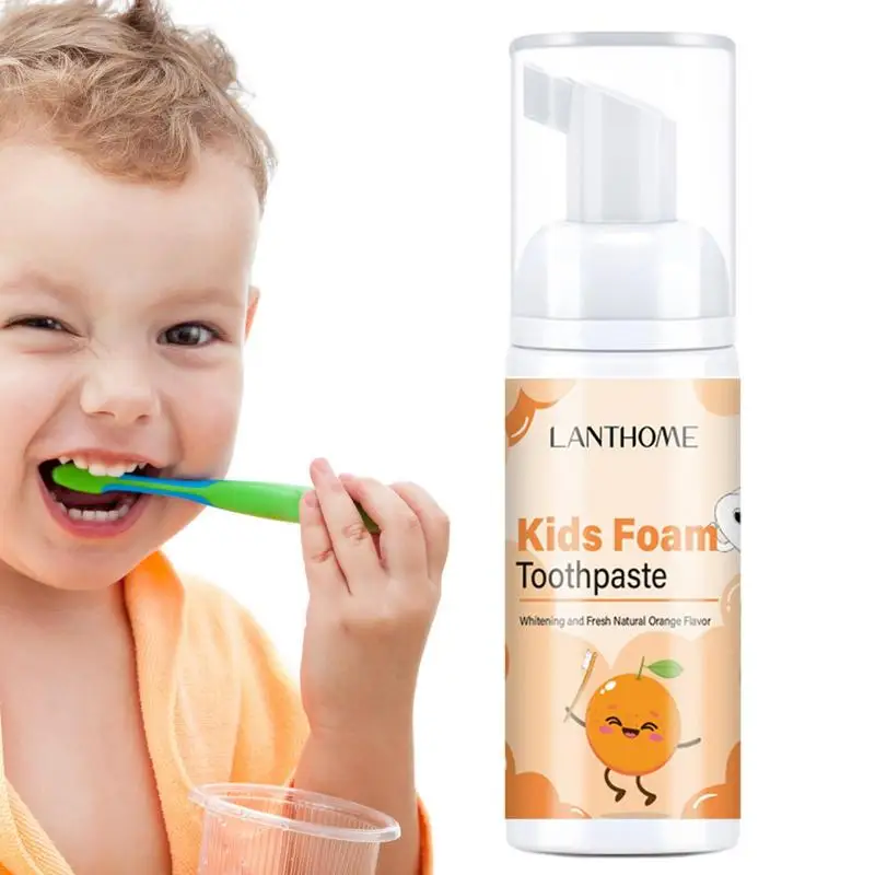 

Зубная паста для малышей, 50 мл, пенная зубная паста с защитой от полости для детей, натуральный апельсиновый вкус, зубная паста для отбеливания и свежего очищения