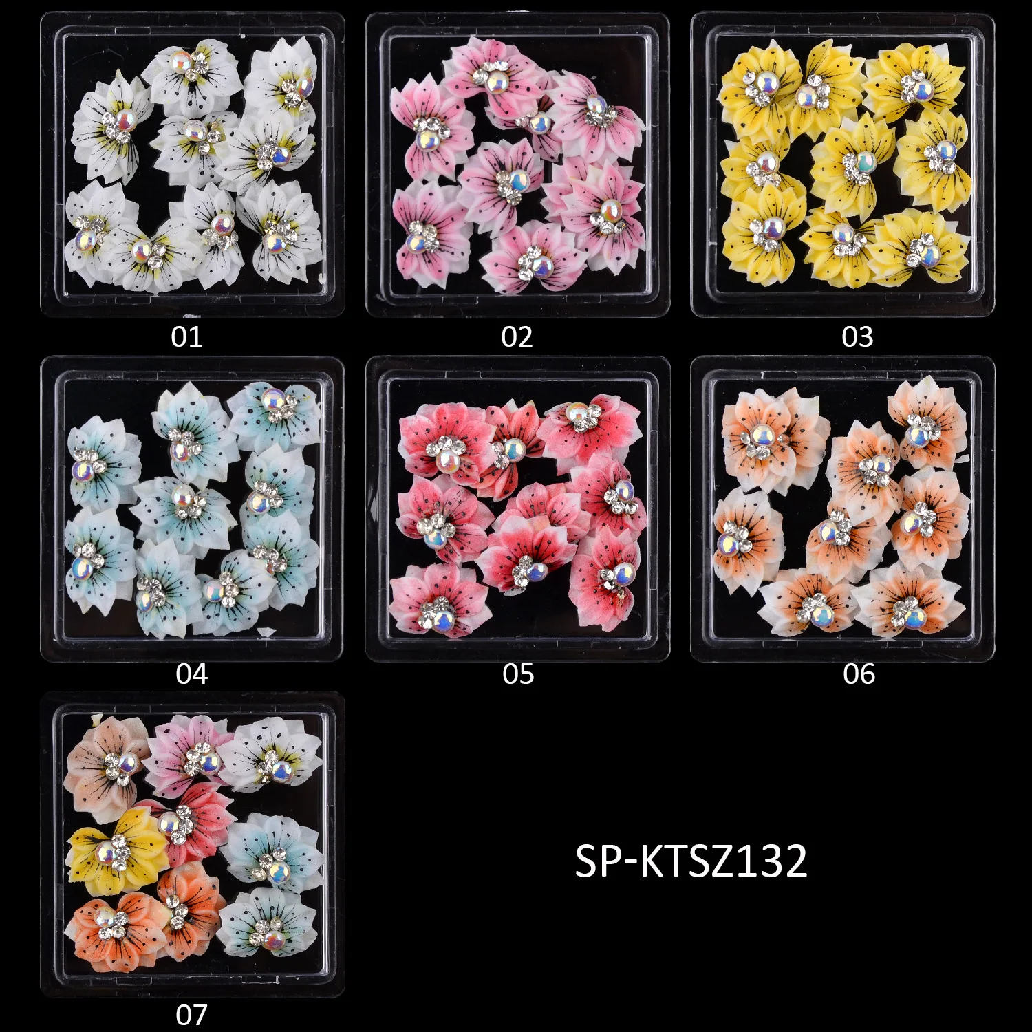 3D Hand-Made Acrylic Flower For Acrylic Nails Manual Craft Flowers/Butterfly(Crystal Stones) 9PCS Engraved Petal Hand Nail Adorn