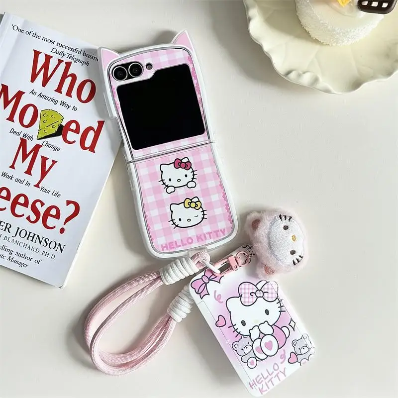 Новый милый мультяшный чехол Sanrio Hello Kitty подходит для Galaxy Zflip5/6 Zflip3/4 простой