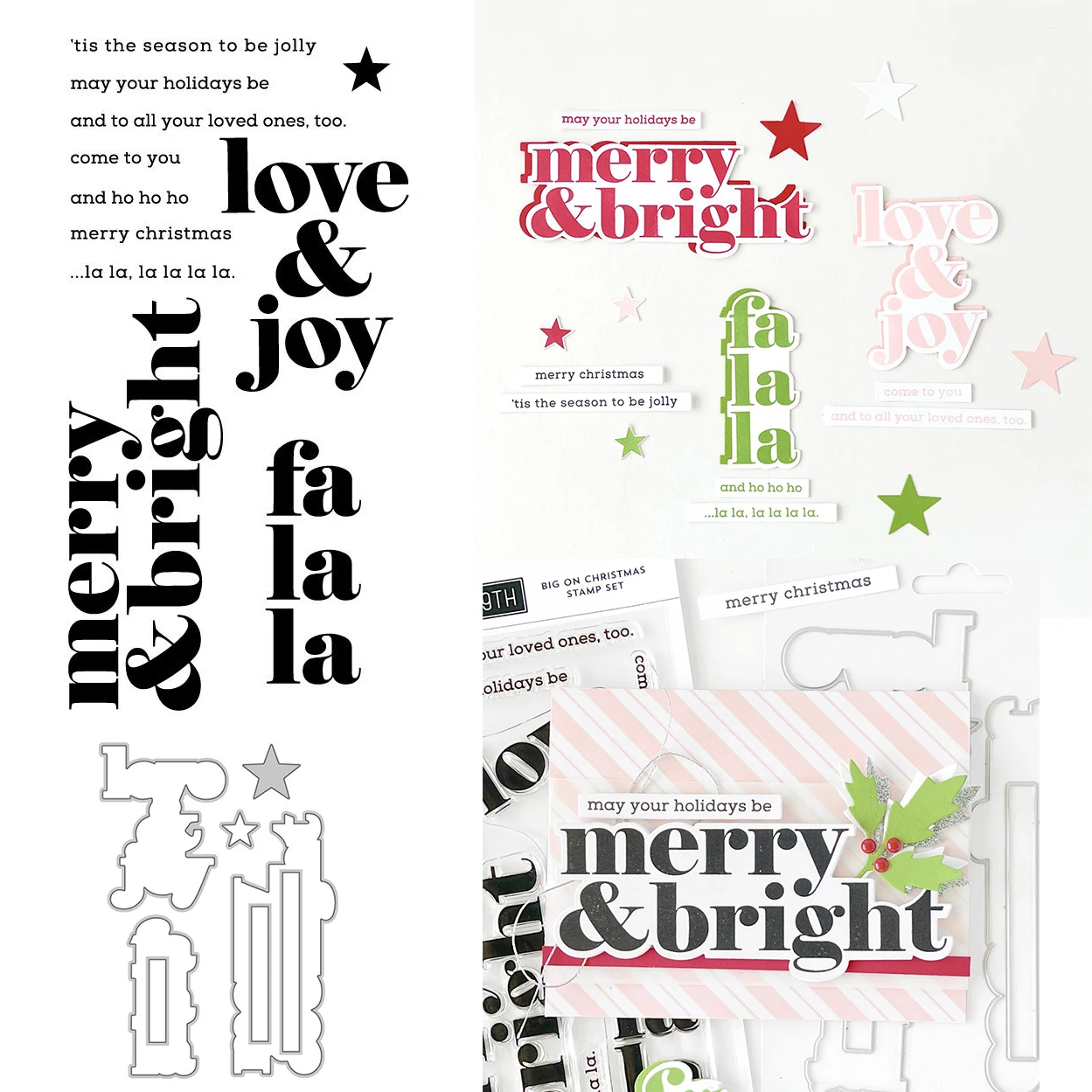 

Merry Bright Love Metal Cutting Dies Stamp Stencil Hot Foil scrapbooking Diary Decorate Embossing Diy Greeting Card 2023 NEW