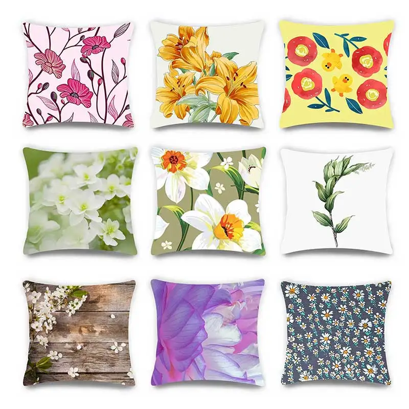 

Pillow Case Flower Polyester Sofa Decorative case Living Room Bed Decoration Cushion Cover case 45*45