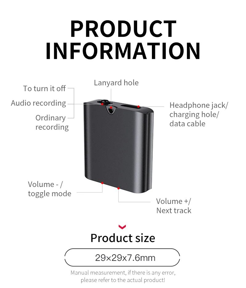 

1PC Q63 Professional Voice Control Recorder 30 Days Standby Recording Aluminum Alloy Body Magnetic HD