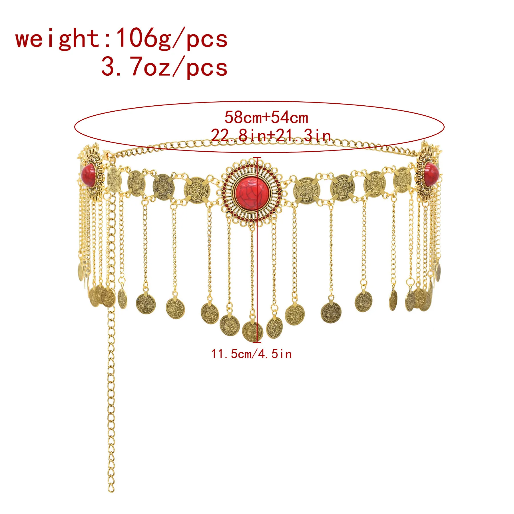 Женская цепочка на талию в этническом стиле