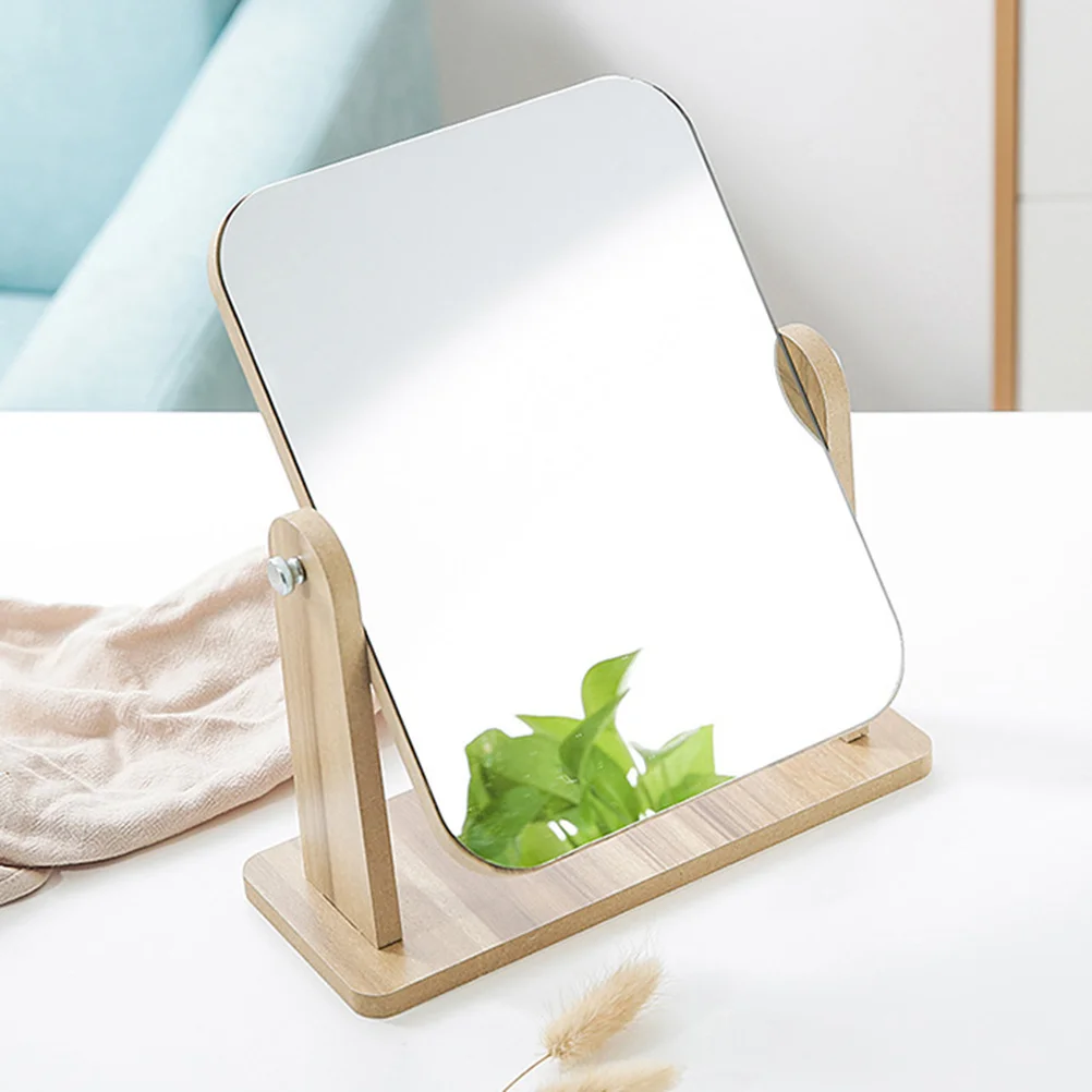 

Mirror Vanity Makeup Desk Mirrors Tabletop Table Beauty Wooden Face Stand Handheld Magnifying Personal Standing Portable Swivel