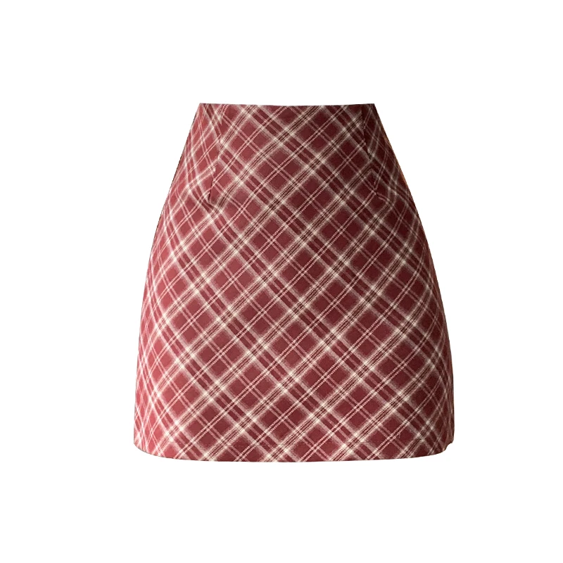 Женская клетчатая мини-юбка с высокой талией красно-черная универсальная юбка в