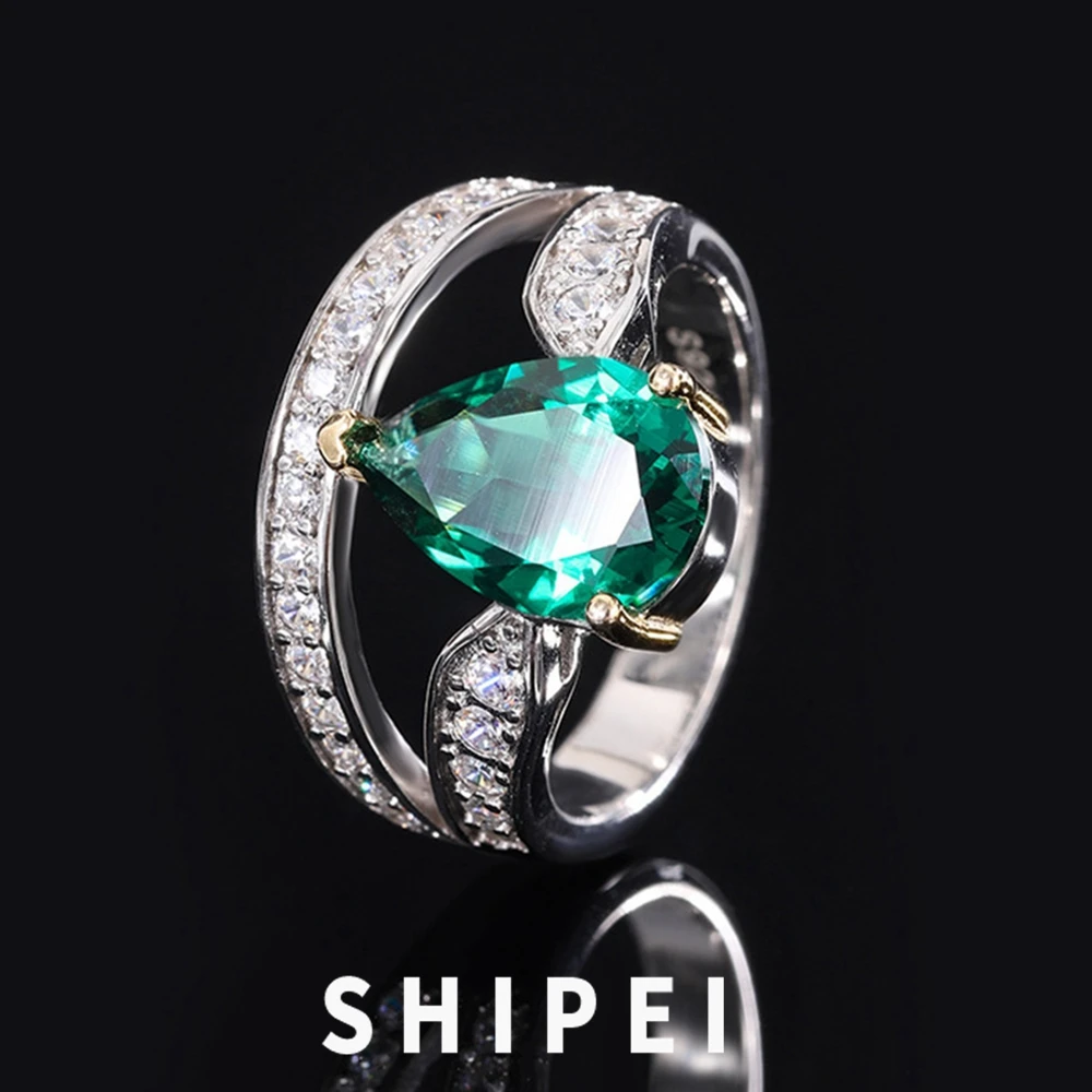 

Винтажное кольцо SHIPEI с искусственным камнем, 8*12 мм, с рубином, изумрудом, турмалином, короной, женское Ювелирное Украшение
