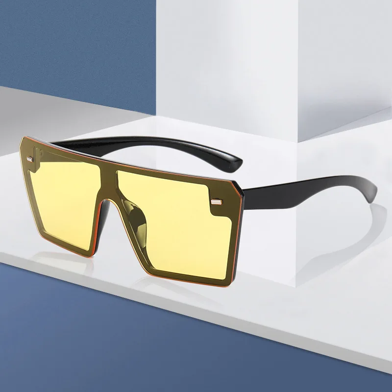 

Fashion Square Sunglasses Women Siamese Oversized Eyeglasses for Women Luxury Brand Rimless Ocean Lens Big Shades Oculos De Sol