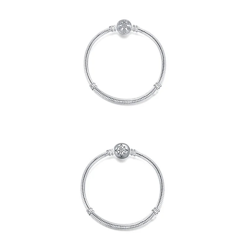 

925 Sterling Silver Snake Chain Basic Bracelets Diy Charms Snowflake Buckle Bracelets For Women Pandora Beads Pendants Jewelry