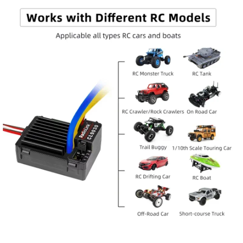 Фото Radiolink Future Flight Cool 9030 ESC 90A Матовый (2-4S) Водонепроницаемый Встроенный BEC 5A Выбор 5,5 В/7,5 В 1/10 RC Грузовики Танки Автомобиль №4