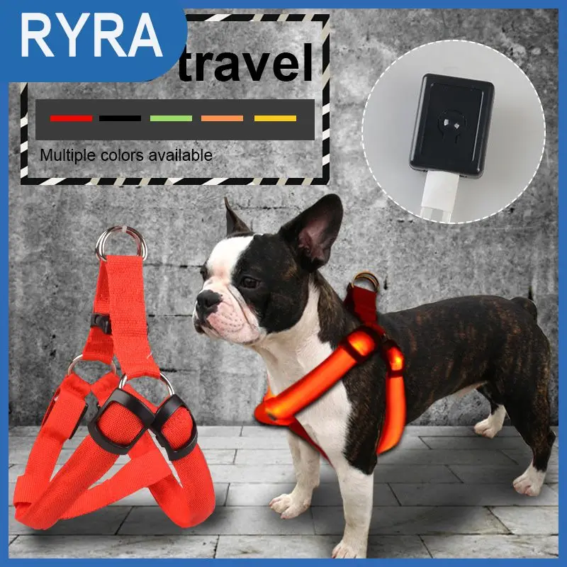 

USB LED Nylon Pet Dog Cat Harness New LED Flashing Light Harness Collar Pet Safety LED Leash Rope Belt Pet Cat Dog Accessories