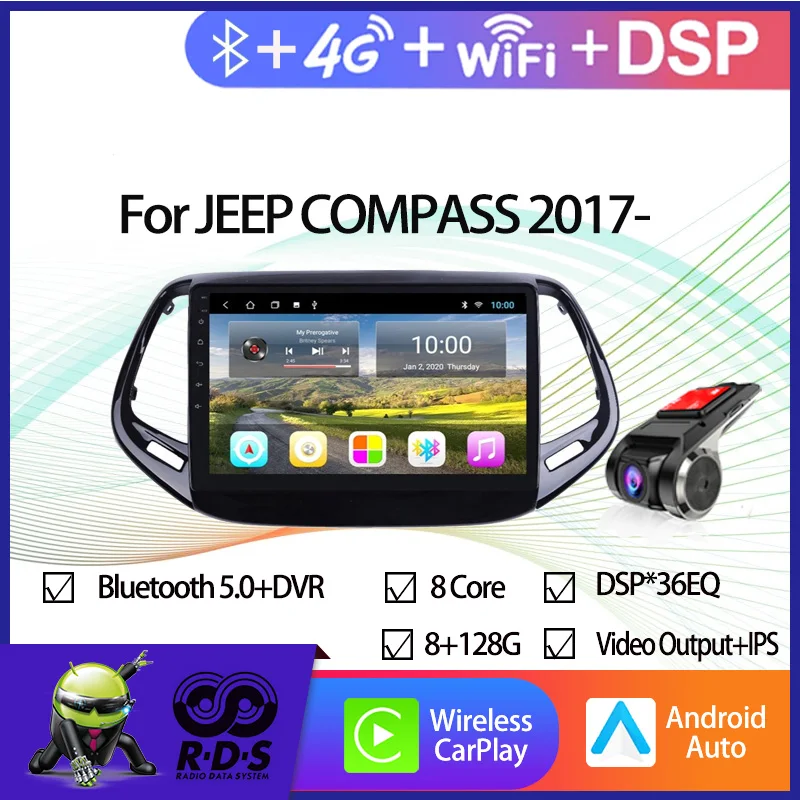 

6G+128G Android 11 Car Radio Stereo For JEEP COMPASS 2017- Car GPS Navigation With Wifi 4G BT Mirror Link Backup Camera