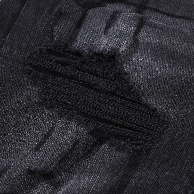 AM Fashion Brand Men's Jeans High Quality Slim Skinny Stretch Ripped Patch Pants Luxury Streetwear Harajuku Denim Trouser