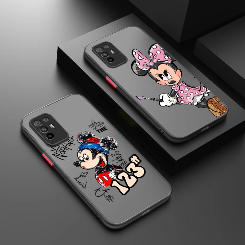 

Disney Mickey And Minnie For OPPO A55 A54S A53S A52 A33 A32 A31 A16S A16K A15S A11S A9 A5 Frosted Translucent Phone Case